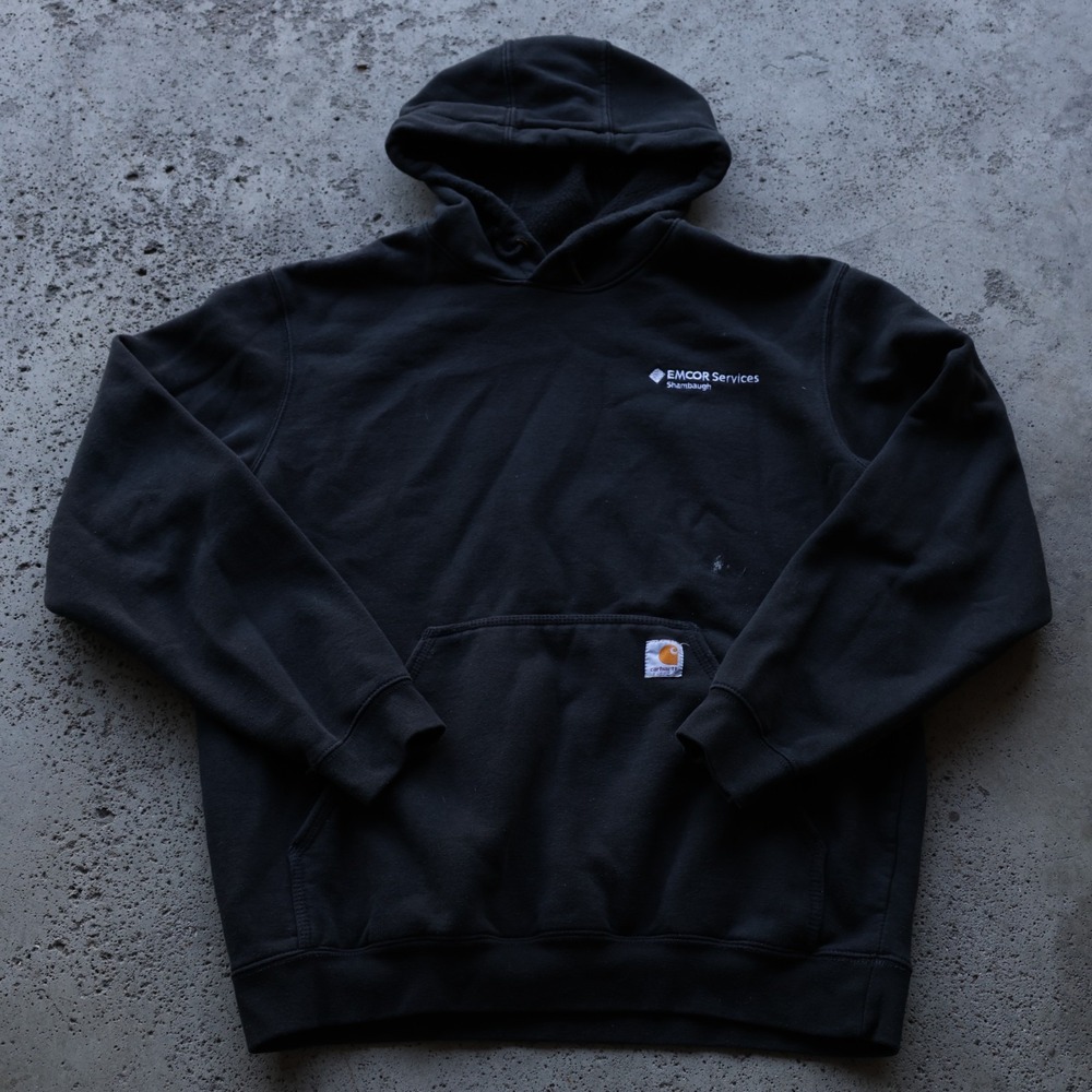 Carhartt Loose Fit Hoodie Mens Size L Black Pullover Workwear Embroidered EMCOR